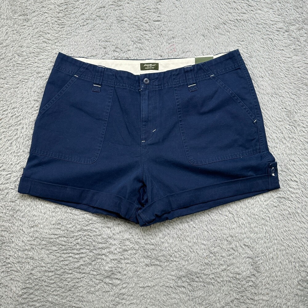NWT Eddie Bauer Shorts Womens 14 Blue Summer Chino High